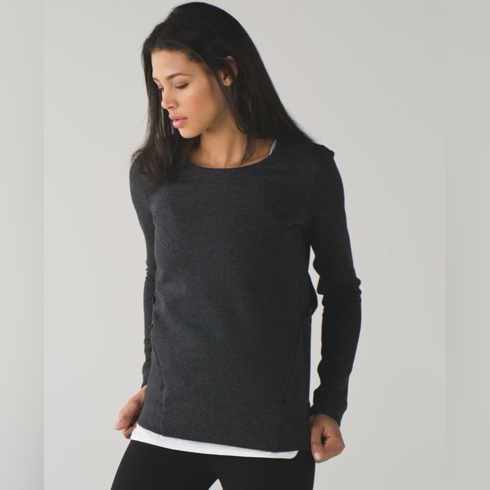 Lululemon Go Endeavor Long Sleeve Pullover -
Heathered Black